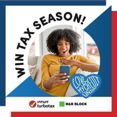 ¡Gane la temporada de impuestos! Love My Credit Union. intuit Turbotax, H&R Block