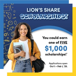Female student holding books and messenger back with headline 